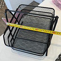 Підставка лоток для інструментів на 3 полиці металева чорна сітка, фото 5