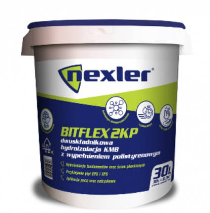 Бітфлекс 2КП / Bitflex 2KP - двокомпонентна бітумна мастика з пінополістирольними кульками (уп.30 кг), фото 1