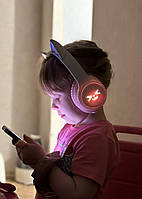 Безпровідні навушники з вушками CATEAR (Pink) з мікрофоном та RGB-підсвіткою градієнт