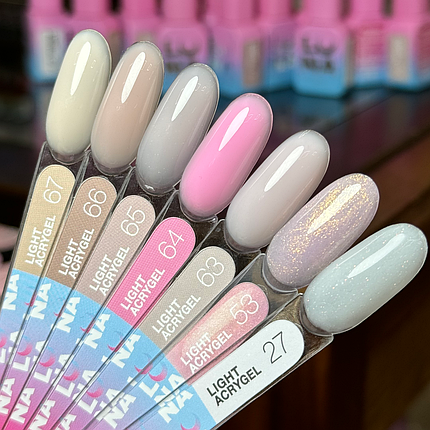 Рідкий акригель LUNA Light Acrygel №53, 13 мл рожевий із золотистим шиммером, фото 3