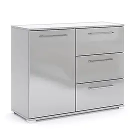 Комод 1Д 3шх Мегі сірий глянець шиншила/дзеркало Міро Марк