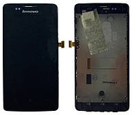 Дисплей для Lenovo A600e с сенсором и рамкой Черный