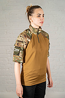 Военная рубашка multicam рипстоп штурмовая армейская уставная женский убакс с коротким рукавом мультикам