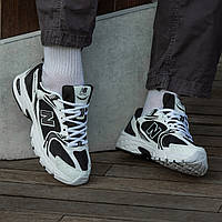 Мужские кроссовки New Balance 530 Black White abzorb повседневные Нью Беленс белые черные на весну и лето