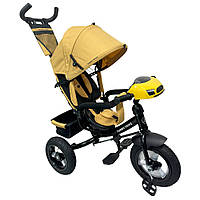 Велосипед трехколесный детский с родительской ручкой TURBO TRIKE MT 1006-10 Желтый