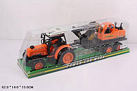 Трактор с прицепом игрушка 666-9C, инерционный, трактор, экскаватор