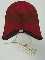 Шапка-шолом із вовни мериноса СОФІЯ (розмір 46-50, червоний зі сніжинками)