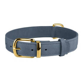 Нашийник для собак шкіряний ТМ BronzeDog Crazy ширина 9мм довжина 30-40 см денім