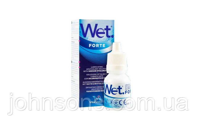 WET FORTE 10 мл, Зволожуючі Краплі для очей з гіалуроною кислотою, Очні краплі без консервантів