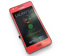 Дисплей для Samsung i9100 Galaxy S2 с сенсором с рамкой розовый Original