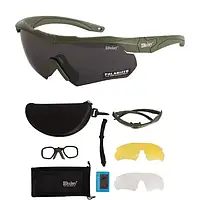 Тактичні захисні окуляри DAISY X10 олива зі змінними лінзами, балістичні окуляри з діоптріями