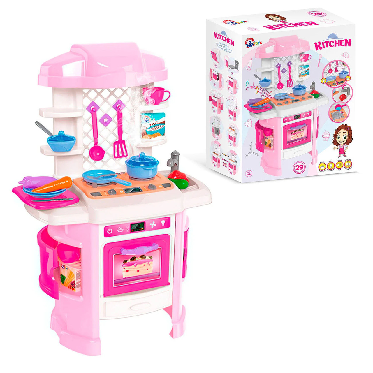 Дитяча іграшкова кухня Technok Toys (підсвічування, звук, пара, 29 аксесуарів) 6696, фото 1
