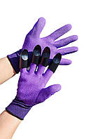 Садові рукавички - граблі Garden Gloves з кігтями для розпушування фіолетові