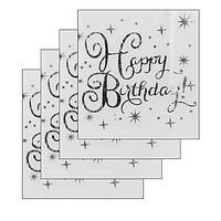 Серветки паперові святкові " Happy Birthday срібло ", 20 штук