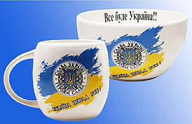 Подарунковий керамічний набір із актуальними принтами "Все буде Україна"