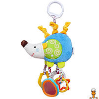 Детская погремушка, подвеска животное мягкое с прорезывателем и зеркалом, игрушка, ёжик, от 0.5 лет