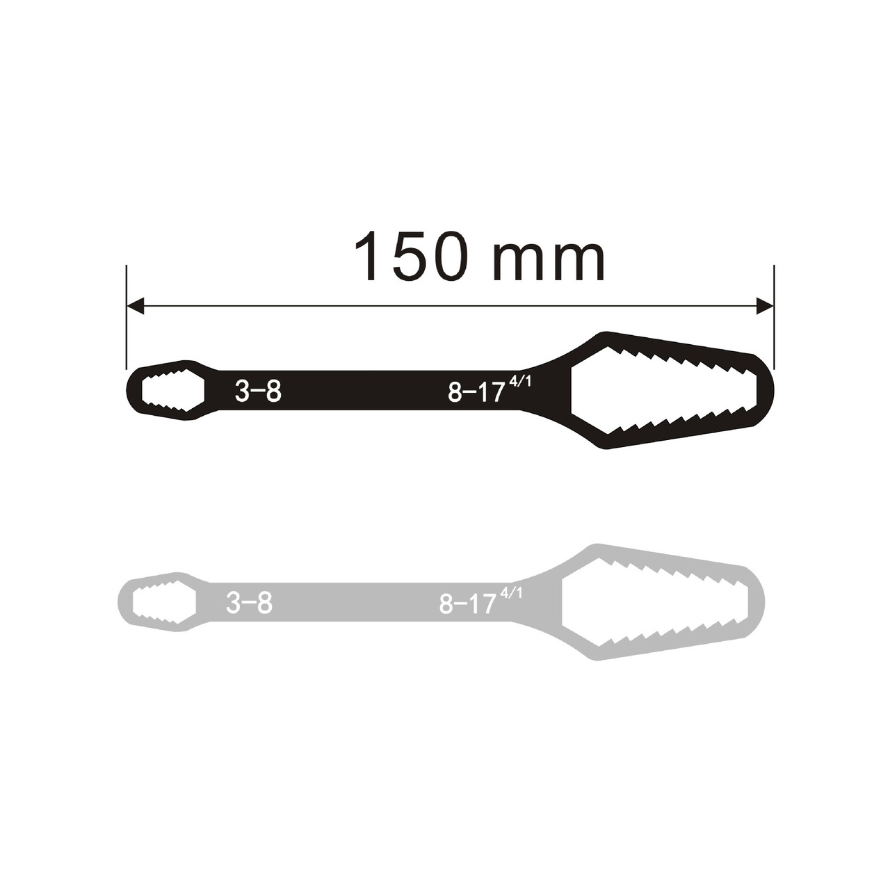 Універсальний ключ Torx 3-17 мм, що самозатягується, регульований ключ із подвійною головкою, гайковий ключ, фото 1