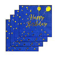 Серветки паперові "Happy Birthday на блакитному", 33х33 см., 20 шт.