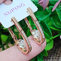 Сережки Xuping довжина 2.6см  медичне золото позолота 18К с1415