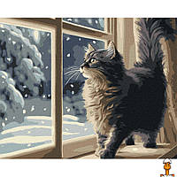 Картина по номерам "снегопад за окном", 40, детская игрушка, от 5 лет, Идейка KHO6550