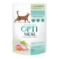 Влажный корм для котов Optimeal с кроликом морковном желе 85г