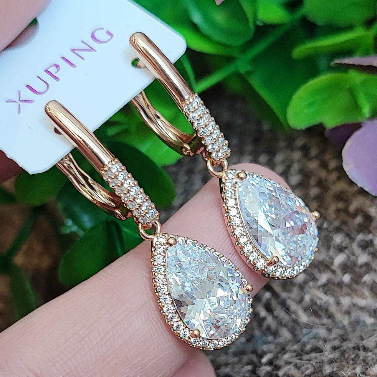 Сережки Xuping довжина .3.6см ширина 1.2см медичне золото позолота 18К с1417