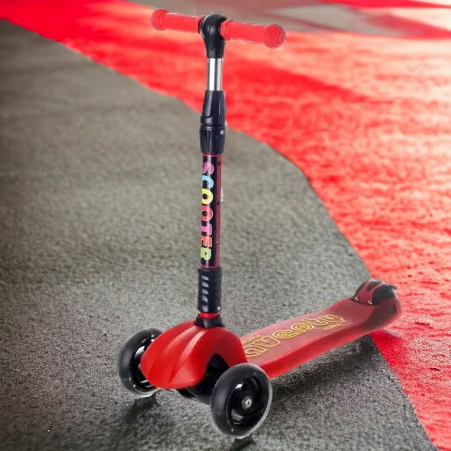 Самокат триколісний дитячий (складна конструкція) 5471 Чорно-червоний