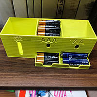 Дозатор-органайзер для хранения батареек (ААА,АА) пластиковый с отсеком для отработавших Розовый