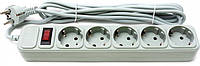 Сетевой фильтр (удлиннитель) ProLogix 1231 5 розеток, 4.5 метра (Серый) с защитой tn