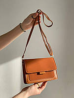 Женская сумка через плечо кросс-боди на ремешке бархатная велюровая замшевая коричневая рыжая