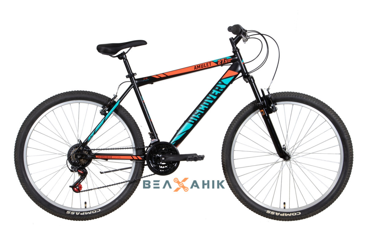 Велосипед 27,5" Discovery AMULET Vbr TGB (рама 17") чорно-червоний з бірюзовим мат