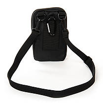 Сумка маленька чоловіча слінг crossbody кросс боді через плече чорна нейлон тканинна три змійки блискавки відділи Lanpad 6195, фото 3