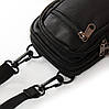 Сумка маленька чоловіча слінг crossbody кросс боді через плече чорна нейлон тканинна три змійки блискавки відділи Lanpad 6195, фото 9