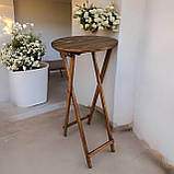 Високий розкладний деревяний кавовий столик для вуличних кафе та барів 110*50 горіх темний, фото 2