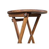 Високий розкладний деревяний кавовий столик для вуличних кафе та барів 110*50 горіх темний, фото 6