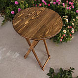 Високий розкладний деревяний кавовий столик для вуличних кафе та барів 110*50 горіх темний, фото 5