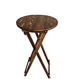 Високий розкладний деревяний кавовий столик для вуличних кафе та барів 110*50 горіх темний, фото 3