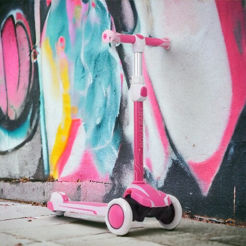 Самокат триколісний дитячий RoyalBaby SUSPENSION (регульоване кермо, колеса, що світяться) D-3P Рожевий