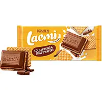 Шоколад молочний Roshen Lacmi з шоколадною начинкою та вафлею, 90 г