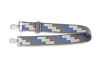 Плечевой ремень для сумки с орнаментом и карабинами, бело-голубо-серый, 40мм