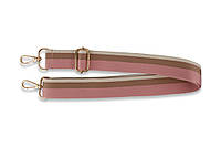Плечевой ремень для сумки с орнаментом и карабинами, розово-коричнево-белые полоски, 40мм