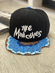 Кепка снепбек (Snapback)  Пончик  The mun chies Чорний з блакитним  56-61р (9052)