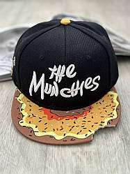 Кепка снепбек (Snapback)  Пончик  The mun chies Чорний з блакитним  56-61р (9052)