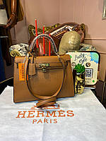 Сумка Hermes Kelly 30 см коричневая