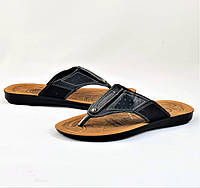 В'єтнамки чоловічі чорні текстильні шльопанці-тапочки для літа