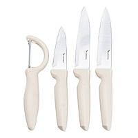 Набір кухонних ножів 3 штук + овочечистка Білий