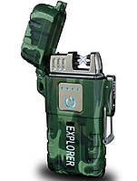 Зажигалка электроимпульсная (две дуги) аккумуляторная EXPLORER Lighter JL 317 (6863) камуфляж tn