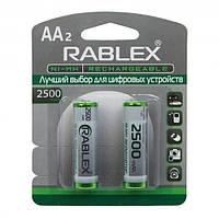 Аккумуляторная батарейка HR6 AA (пальчик) NI-MH RABLEX 2500mAh блистер (2 батарейки) tn