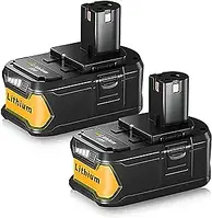 2 шт. Акумулятор MANUFER 18 V 5.0 AH Model P108 для інструментів Ryobi, Dewalt заміна з високою місткістю