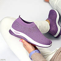 Сиреневые легкие текстильные женские кроссовки в стразах цвет на выбор доступная цена